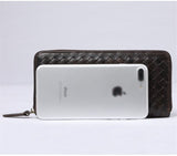 Leather men's woven wallet casual trendy long wallet fashion personality clutch High-quality genuine men's wallets