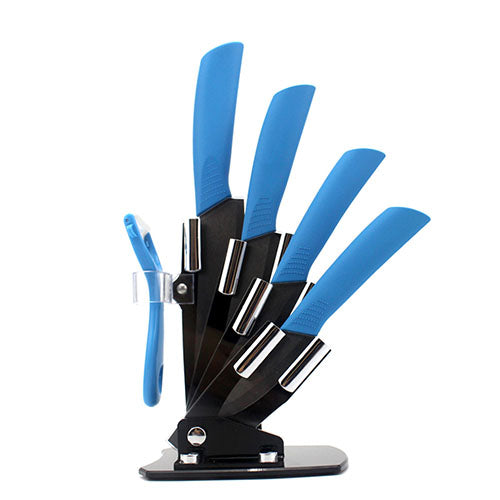 High quality brand black blade kicthen ceramic knife set 3" 4" 5" 6"inch+peeler+Acrylic Holder/stand Chef Kitchen knife