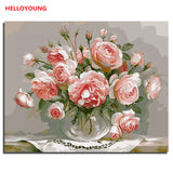 Blooming roses Digital Painting DIY Handpainted Oil Painting Budding Flowers by numbers oil paintings chinese scroll paintings