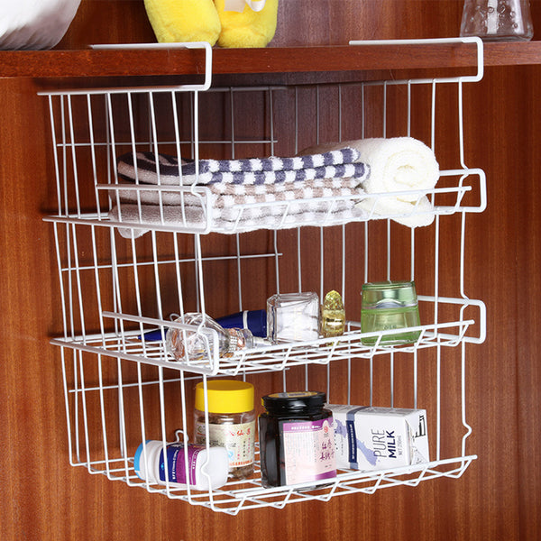Home Storage Basket Kitchen Multifunctional Storage Rack Under Cabinet Storage Shelf Basket Wire Rack Organizer Storage
