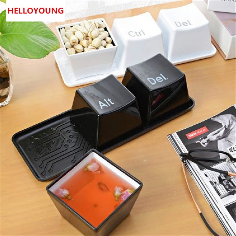CJ235 Hot 1 Set of 3pcs Ctrl ALT DEL Keyboard Key Design Coffee Tea Cup Container Main image