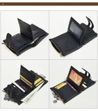 Double zipper bulk wallet anti-RFID steal fashion short casual men's wallet new genuine leather wallet