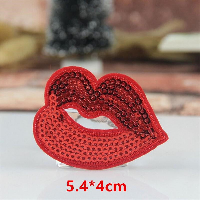 Cute Sequins Cartoon Fruit lip panda Patches embroidered patches for clothes wedding clothing DIY patchwork fabric