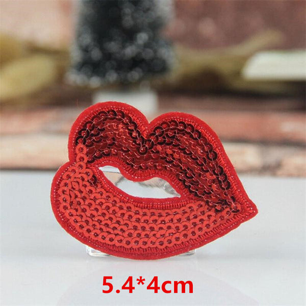 Cute Sequins Cartoon Fruit lip panda Patches embroidered patches for clothes wedding clothing DIY patchwork fabric