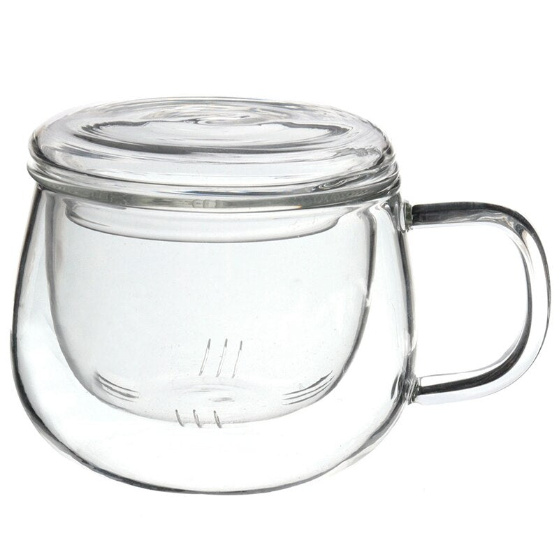High Quality Durable 3 in 1 Set 320ml Clear Heat Resistant Tea Coffee Cup with Tea Infuser Filter Lid Use for Home Office Secondary image