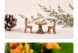3pcs/Set Table Chair Resin Craft Micro Landscape Ornament Fairy Garden Miniature Terrarium Figurine Christmas Decoration