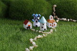 XBJ050 The windmill house 4pcs moss micro landscape decoration resin decoration creative arts and crafts Castle houses