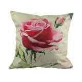 3 Chinese Style Wealth Rose Garden Home Decor Cushion Cover Fresh Flowers Linen Pillow Cover Decorative Throw Pillowcase