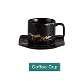 Ceramic Tea Cup And Saucer Set Creative Golden Design Porcelain Tea Cup Set Black Coffee Cup Set Drinkware