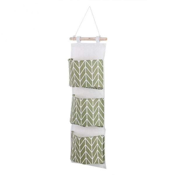 3 Pockets Cotton Linen Wall Hanging Storage Bags Door Pouch Bedroom Home Storage Pocket Home Decor Hanging Bag