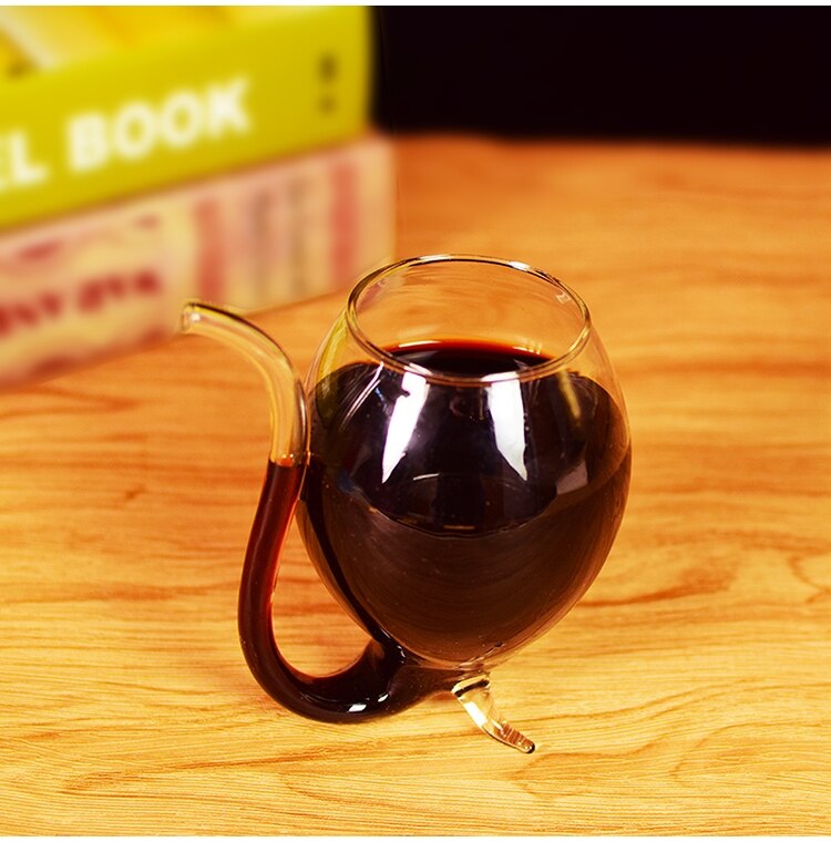 Special 300ml Red Wine Coffee Milk Mug with Straw Heat Resistant Tea Drink Mug Transparent Drinkware Perfect Craft Gift