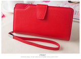 High-capacity candy-colored zipper wallet High quality Leather Handbag button Cross-shaped long section Wallets
