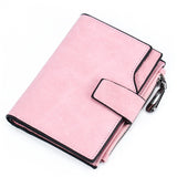 Candy color buttoned wallet multi-card female purse leather multi-card high-capacity Frosted zipper ladies clips