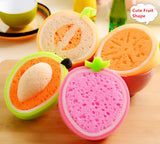 Cute Fruit Shape 4 pcs/set Microfiber Sponge Scouring Pad Cleaning Cloth Remove Stains Thickened Sponge Kitchen Tools