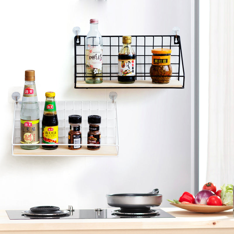 Wooden Iron Wall Shelf Wall Mounted Storage Rack Organization For Kitchen Bedroom Home Decor Kid Room DIY Wall Decoration Holder Main image