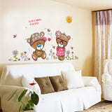 Cute pink animal love bear flower butterfly baby kids bedroom room decor wall stickers kids nursery decal sticker girl gift
