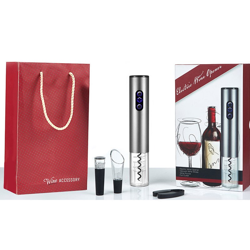 4pcs Aluminum Alloy Red Wine Opener Electric Wine Bottle Opener Vacuum Stopper Pourer Gift Set For Christmas Bar Accessories Main image