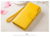 High-capacity candy-colored zipper wallet High quality Leather Handbag button Cross-shaped long section Wallets