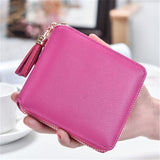 New Korean version  simple square lady wallet High-quality PU leather Short zipper purse fringed mini women's purse