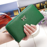 women long clutch Wallets female Fashion PU Leather Bowknot coin bag phone purses Famous designer lady cards holder wallet