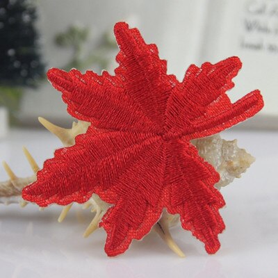 Cute 2 pcs Mixed Colors Fabric Sticker Patches Embroidered Iron on Patch Maple Leaf Sticker Garment Clothing Applique