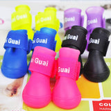 CW008 Waterproof Dog's Shoes, 4pcs/set Colorful Pet Shoes, Lovely Portable Pet Boots Anti Slip Skid Rain Shoes Size S M L