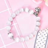 Health Care Weight Loss Magnet White Cat Eye Beads Bracelet with Lucky Pendant Therapy Bracelet Anklet 2 pieces/lot