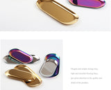New Colorful Metal Storage Tray Gold Oval Dotted Fruit Plate Small Items Jewelry Display Tray Mirror
