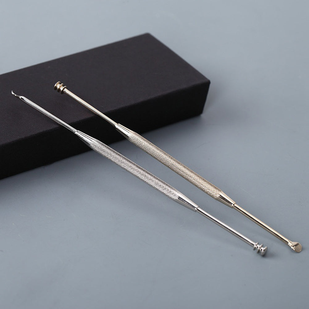 Earpick Double-Ended Stainless Steel Spiral Ear Pick Spoon Ear Wax Removal Cleaning Tool Health Care Tool 1 Pc