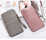 Long European&American zipper small fresh cell phone bag High-quality PU leather student thin multi-purpose wallet