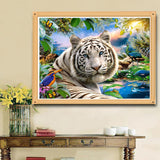DIY Partial 5D Diamond Embroidery The Tiger Round Diamond Painting Cross Stitch Kits Diamond Mosaic Home Decoration