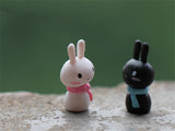XBJ058 Mini Rabbit 2pcs Animal Miniature Fairy Garden Decoration Doll House Terrarium Decor Ornament Toys