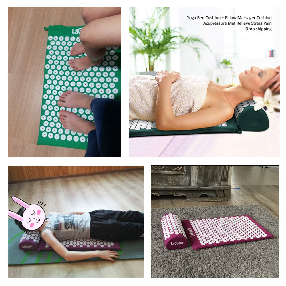 Massager Cushion Acupuncture Sets Relieve Stress Back Pain Acupressure Mat/Pillow Massage Mat Rose Spike Massage and Relaxation Main image