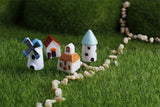 XBJ050 The windmill house 4pcs moss micro landscape decoration resin decoration creative arts and crafts Castle houses