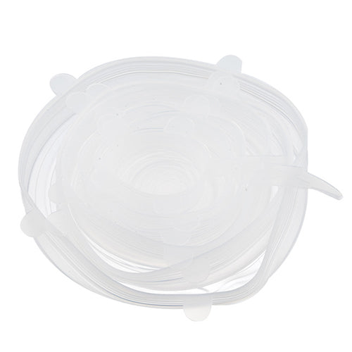 6pcs/set Silicone Lids Durable Reusable Food Save Cover Heat Resisting Fits All Sizes and Shapes of Containers