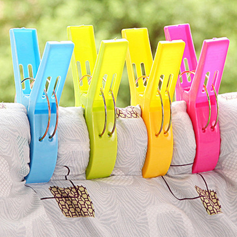 4Pcs Stronging Plastic Color Clips Beach Towel Clamp To prevent the wind Clamp Clothes Pegs Drying Racks Retaining Clip Main image