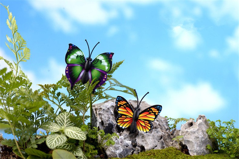 XBJ151 Mini 8pcs Simulation butterfly decoration supplies moss micro landscape deco  Garden deco Creative handicrafts