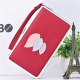 Tide leaf new long section of lychee pattern ladies wallet Korean casual lunch box clutch ladies' leather handbag purse