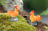 XBJ131 Mini 6pcs Orange rooster decoration supplies moss micro landscape deco  Garden deco Creative handicrafts
