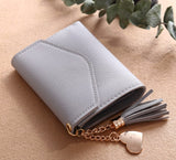 Fashion Women Girl Mini Tassel Short Wallet Coin Purse Credit Card Holder Organizer Pocket Classic Solid New 2 Fold Type