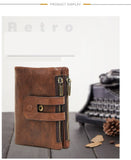 Double zipper bulk wallet anti-RFID steal fashion short casual men's wallet new genuine leather wallet