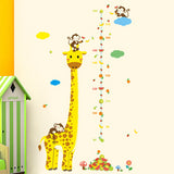 Free shipping Cartoon Measure Wall Stickers For Kids Rooms Giraffe Monkey Height Chart Ruler Decals Nursery Home Decor