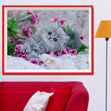 DIY 5D Partial Diamond Embroidery The Cute Cat Round Diamond Painting Cross Stitch Kits Diamond Mosaic Home Decoration