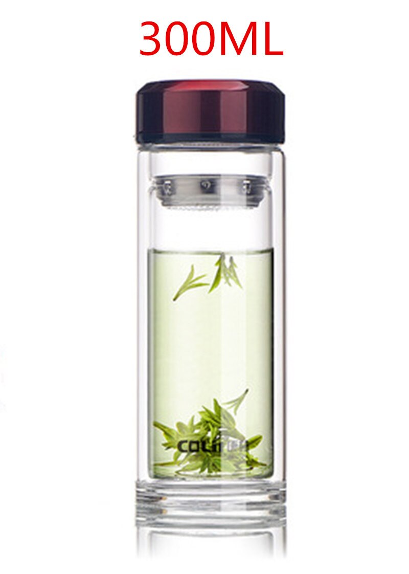 1PC 500ml My Water Portable Double Glass Bottle Hot Transparent Filter Office Tea Bottle