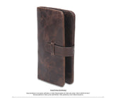 Oil wax leather men's leather wallet casual retro long wallet large capacity multi-position clutch men's purse