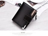 Elegant casual men's wallet vertical section multi-function card holder PU genuine multi-card buckle purse