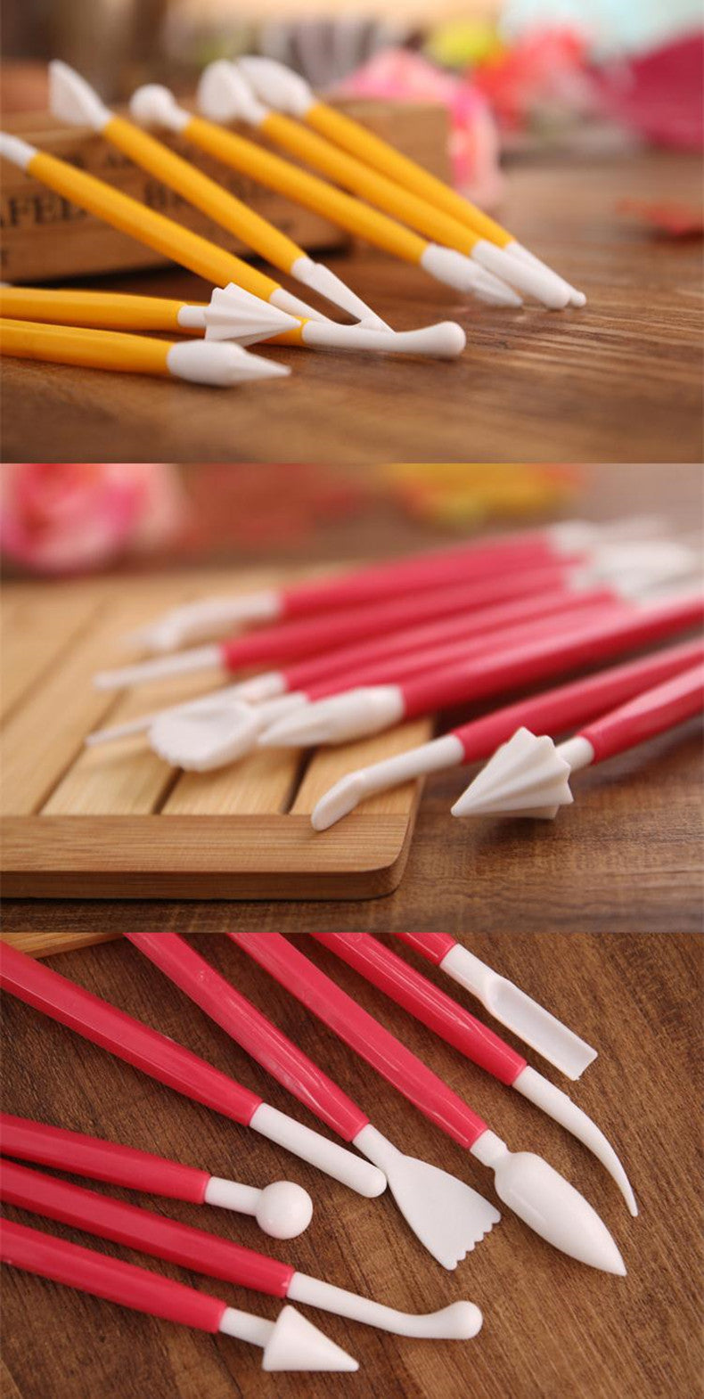 New 8Pcs/set Sugarcraft Fondant Grade Plastic Cake Pastry Carving Cutter Decorating Flower Clay Modelling Craft Tool