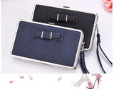 New bow lunch box bag litchi pattern wallet the long section of the phone package Money bags women's wallet wallet-fem