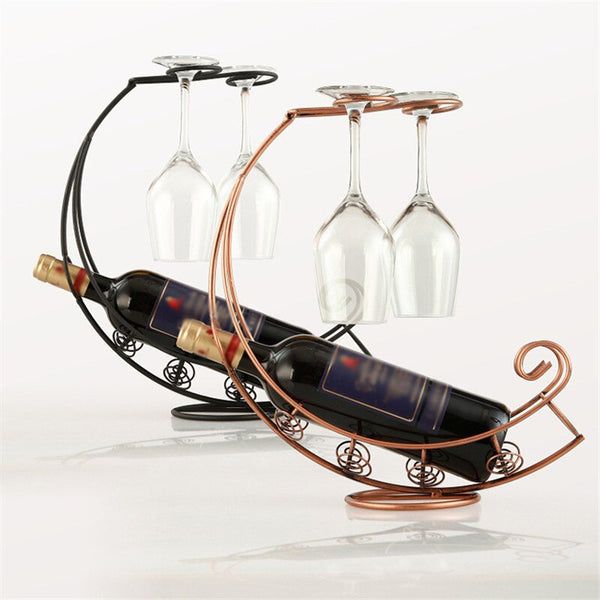 Metal Antique Black/Bronze Metal Wine Bottle Champagne Storage Holder Rack Bar Stand Bracket Display Stand Bracket Decor