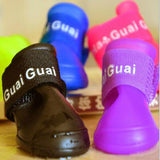 CW008 Waterproof Dog's Shoes, 4pcs/set Colorful Pet Shoes, Lovely Portable Pet Boots Anti Slip Skid Rain Shoes Size S M L